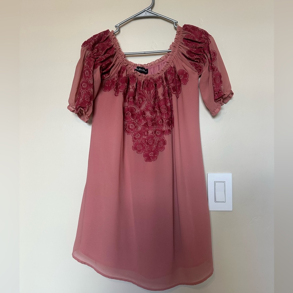 For Love And Lemons Asymmetrical Dress in Rose and Burgundy